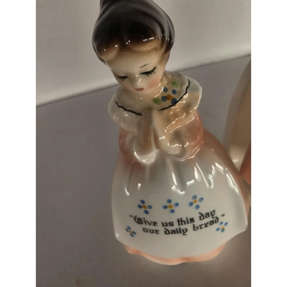 Vintage Enesco Mother in the Kitchen Prayer Lady Napkin Holder and Shaker Japan